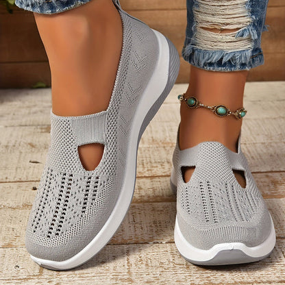 Lila | Chic Knit Mesh Slip-On Sneakers with Cutout Detail