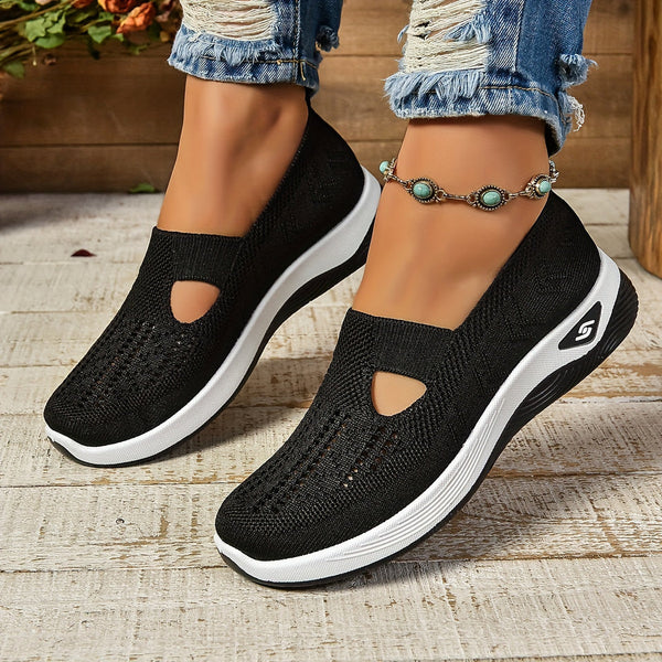 Lila | Chic Knit Mesh Slip-On Sneakers with Cutout Detail