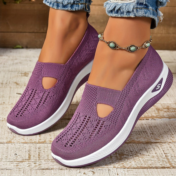 Lila | Chic Knit Mesh Slip-On Sneakers with Cutout Detail