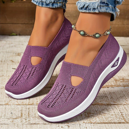 Lila | Chic Knit Mesh Slip-On Sneakers with Cutout Detail