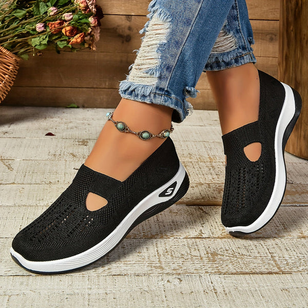 Lila | Chic Knit Mesh Slip-On Sneakers with Cutout Detail