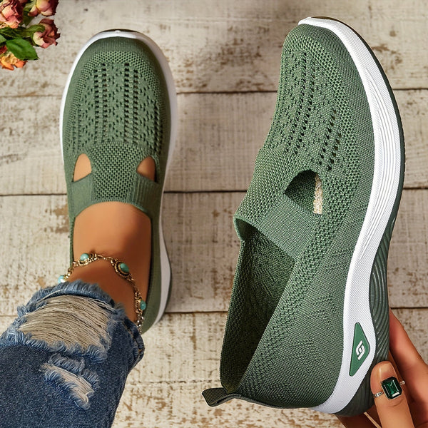 Lila | Chic Knit Mesh Slip-On Sneakers with Cutout Detail