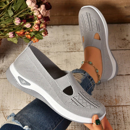 Lila | Chic Knit Mesh Slip-On Sneakers with Cutout Detail