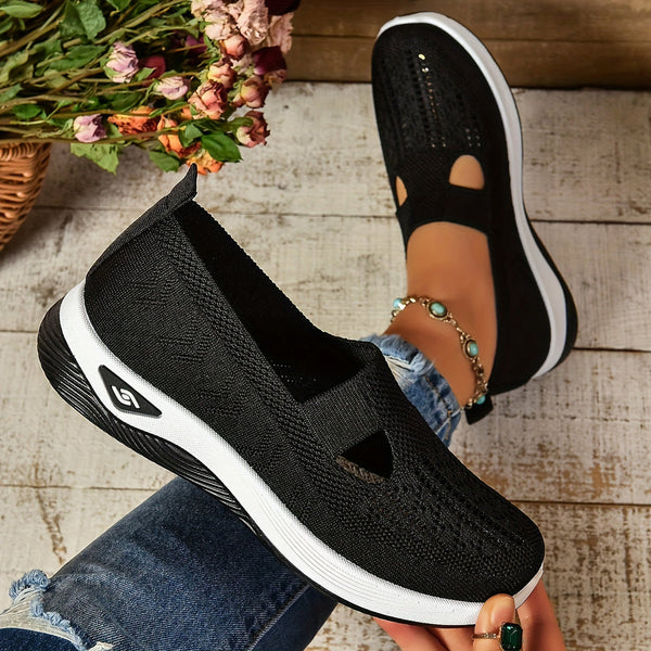 Lila | Chic Knit Mesh Slip-On Sneakers with Cutout Detail