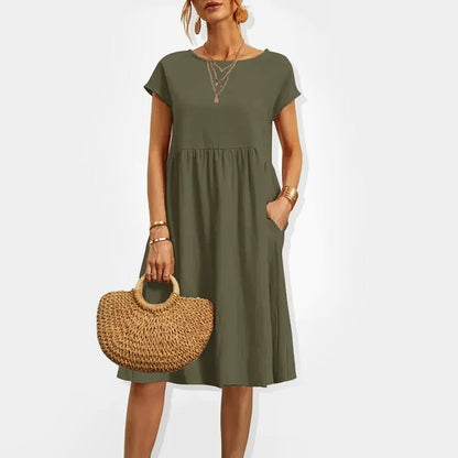 Lila | Gathered Waist Midi Dress