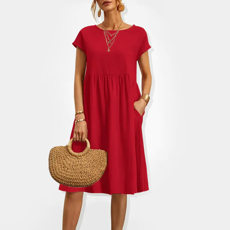 Lila | Gathered Waist Midi Dress