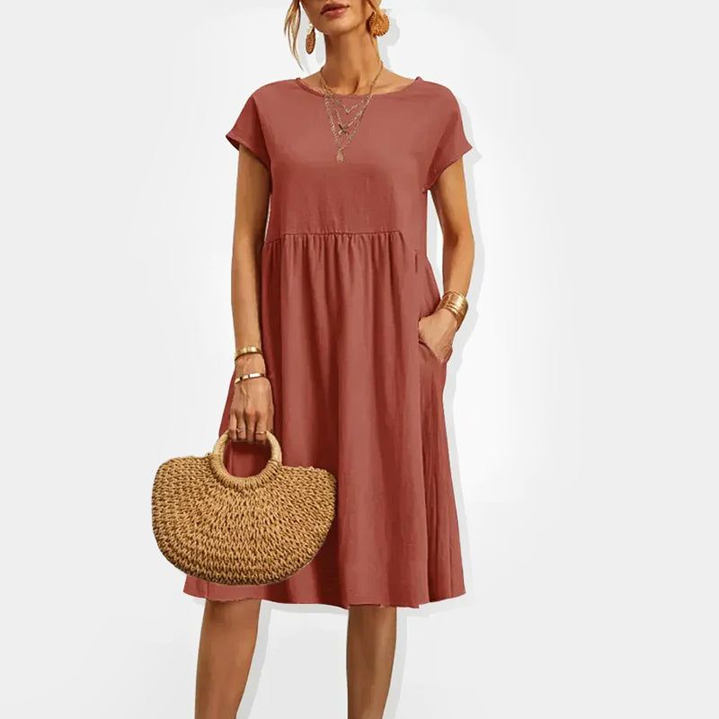 Lila | Gathered Waist Midi Dress