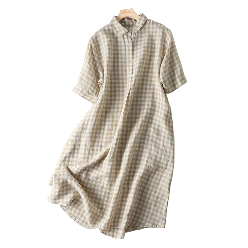Clara | Plaid Button-Front Midi Dress