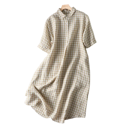 Clara | Plaid Button-Front Midi Dress