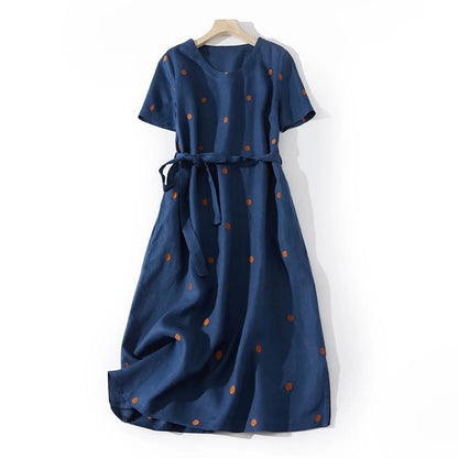 Lila | Printed Midi Dress with Waist Tie