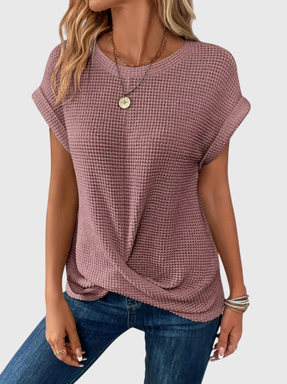 Lila | Textured Knit Blouse with Crew Neck
