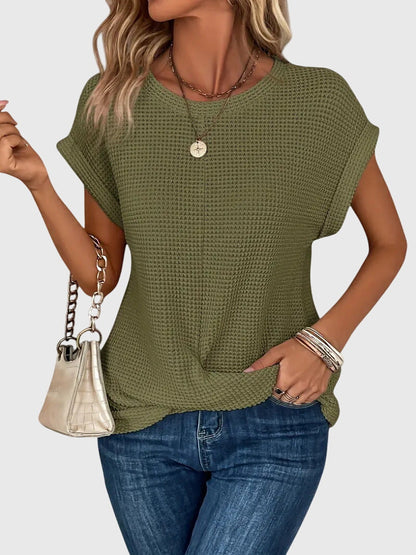 Lila | Textured Knit Blouse with Crew Neck