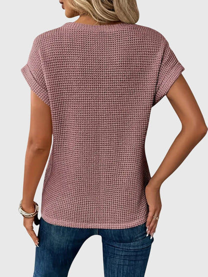 Lila | Textured Knit Blouse with Crew Neck