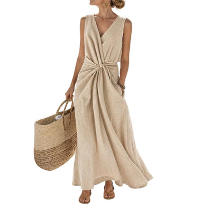 Lena | Sleek Sleeveless Twist-Front Midi Dress