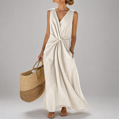 Lena | Sleek Sleeveless Twist-Front Midi Dress