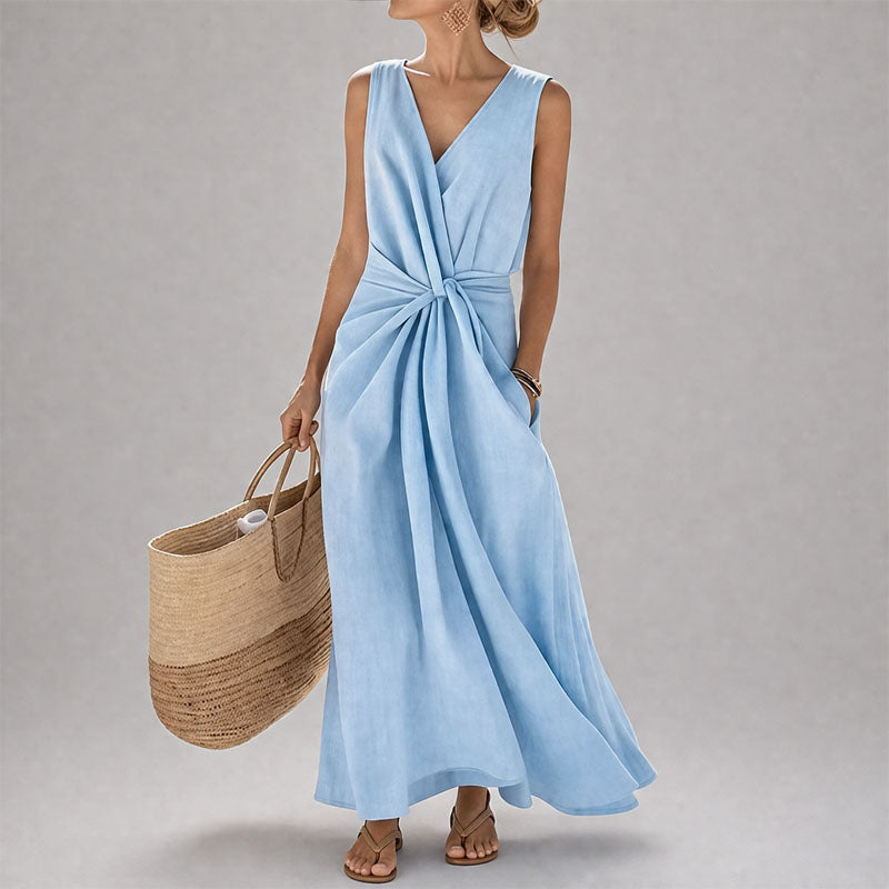 Lena | Sleek Sleeveless Twist-Front Midi Dress