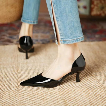 Livia | Elegant Slip-On Pointed Toe Kitten Heel Pumps