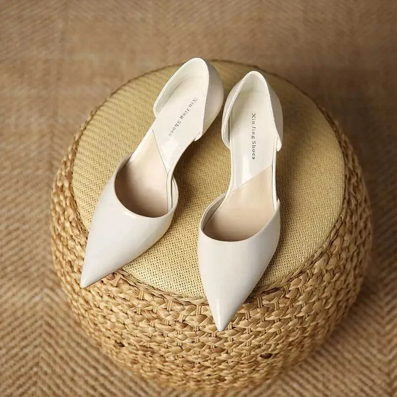 Livia | Elegant Slip-On Pointed Toe Kitten Heel Pumps