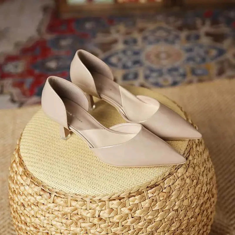 Livia | Elegant Slip-On Pointed Toe Kitten Heel Pumps