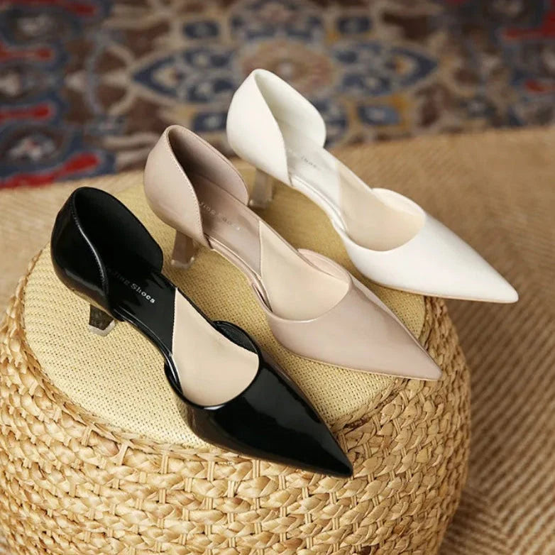 Livia | Elegant Slip-On Pointed Toe Kitten Heel Pumps