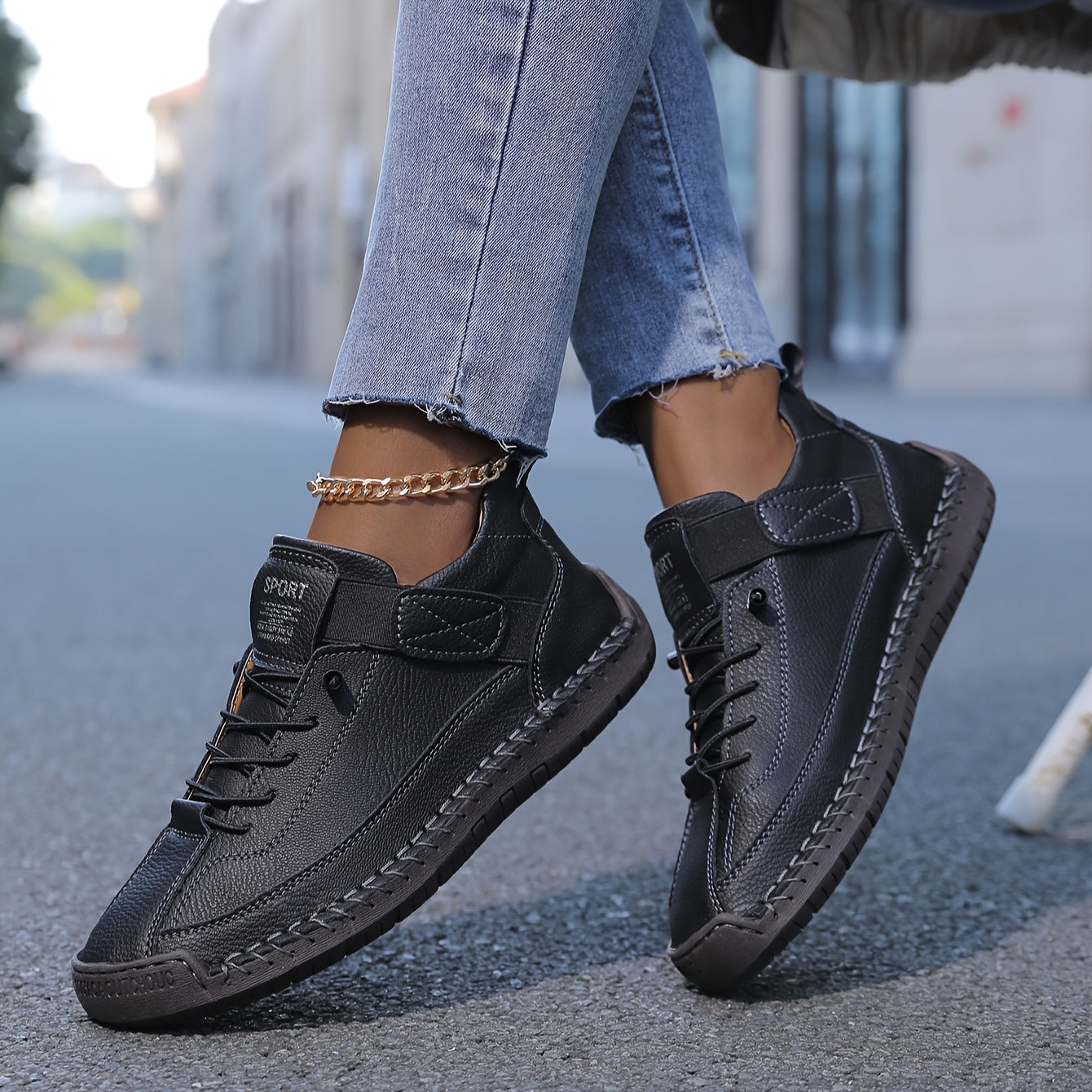 Lena | Sleek Slip-On Sneakers with Velcro Strap