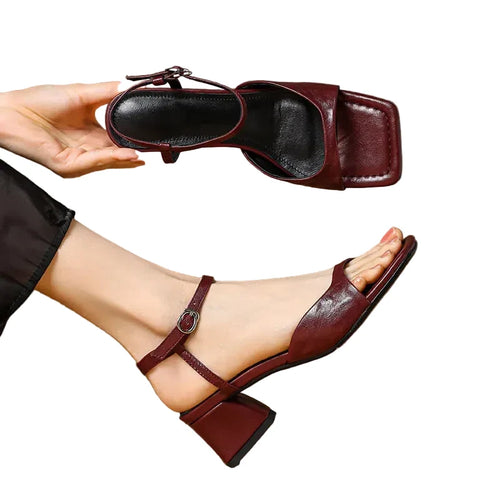 Lila | Chic Square Toe Block Heel Sandals