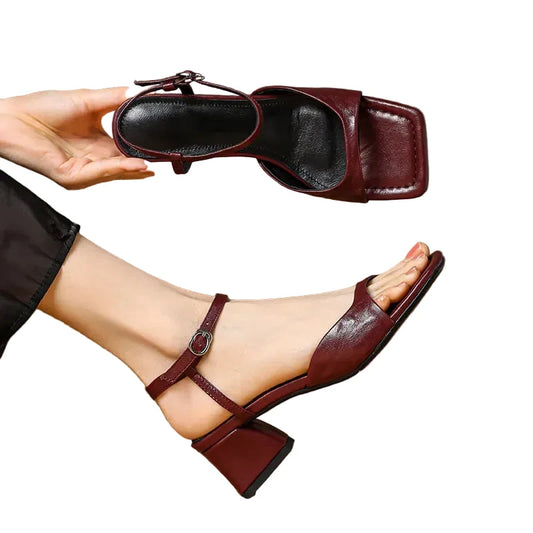 Lila | Chic Square Toe Block Heel Sandals