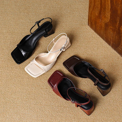 Lila | Chic Square Toe Block Heel Sandals