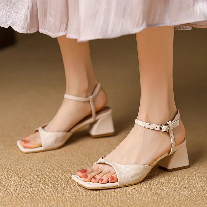 Lila | Chic Square Toe Block Heel Sandals