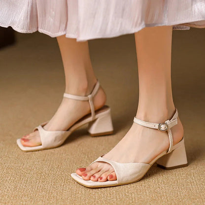 Lila | Chic Square Toe Block Heel Sandals