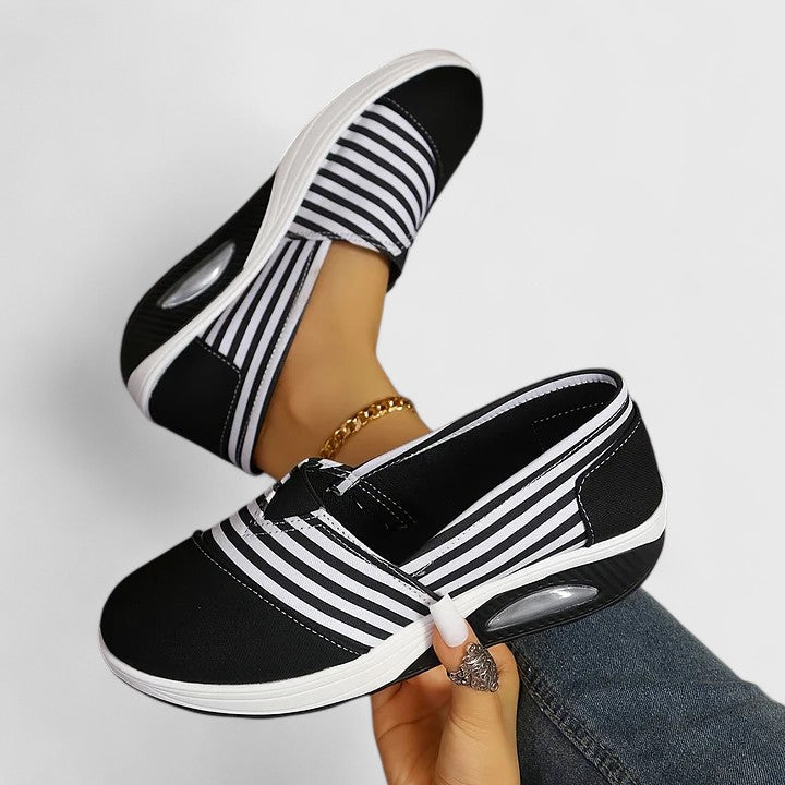 Lila | Striped Slip-On Sneakers with Rocker Sole