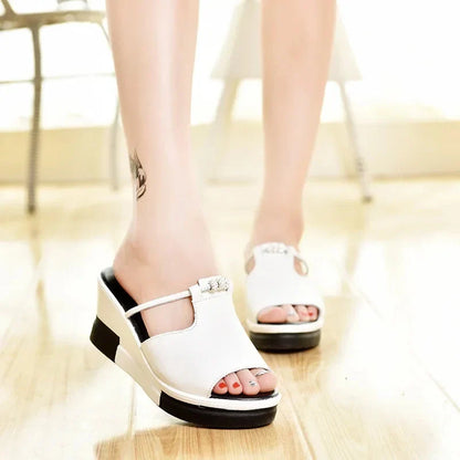 Luna | Rhinestone-Embellished T-Bar Wedge Sandals