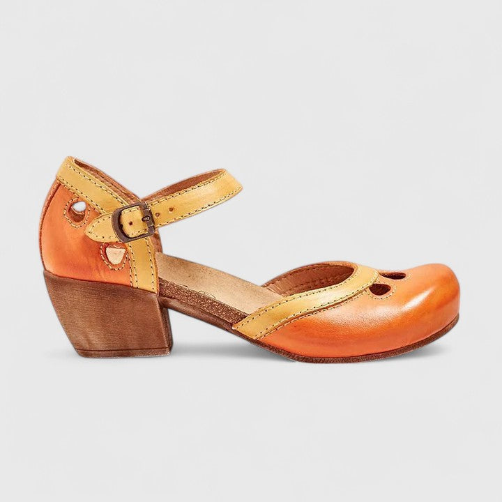 Lila | Two-Tone Mary Jane Block Heels with Ankle Strap