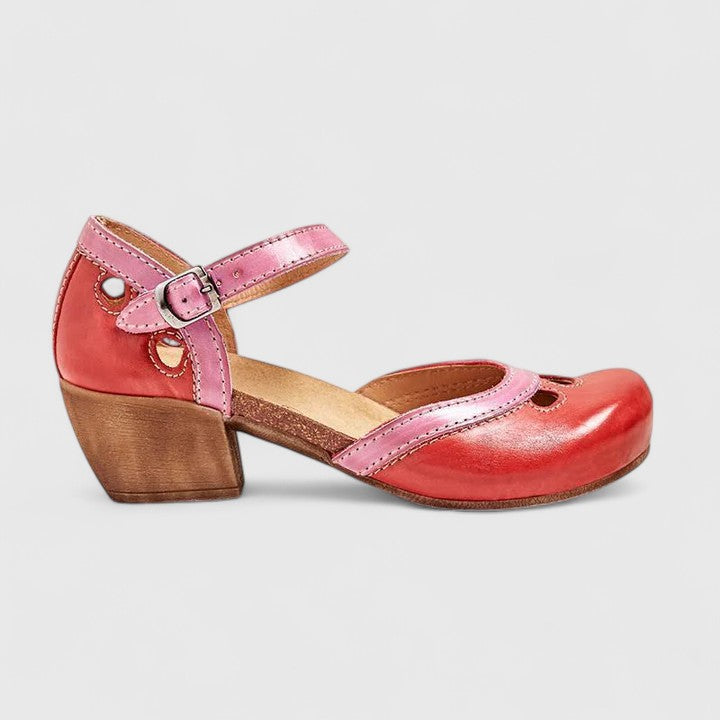 Lila | Two-Tone Mary Jane Block Heels with Ankle Strap