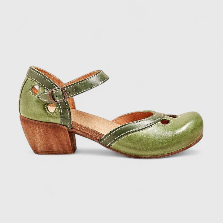 Lila | Two-Tone Mary Jane Block Heels with Ankle Strap