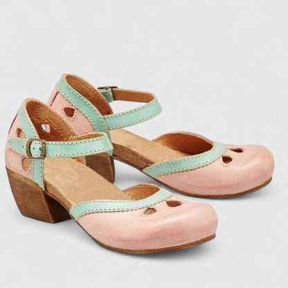Lila | Two-Tone Mary Jane Block Heels with Ankle Strap