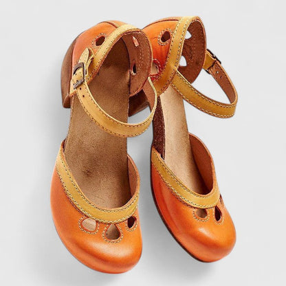 Lila | Two-Tone Mary Jane Block Heels with Ankle Strap