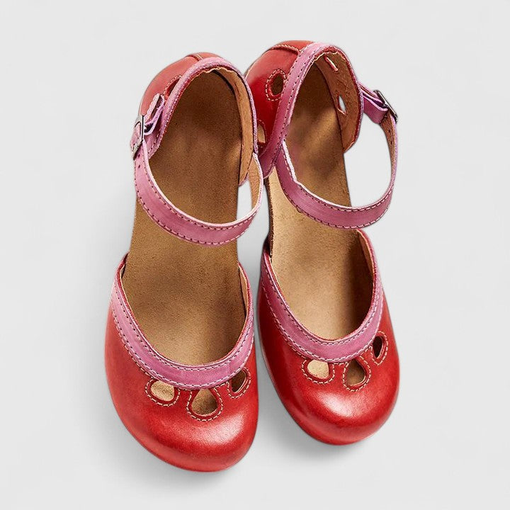 Lila | Two-Tone Mary Jane Block Heels with Ankle Strap