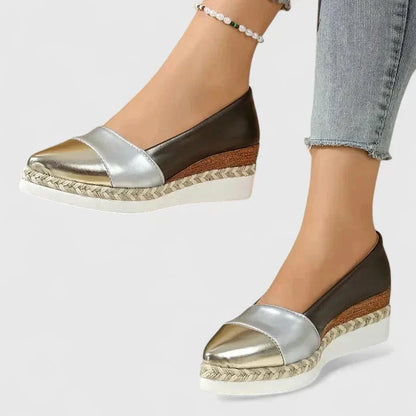 Lena | Two-Tone Metallic Espadrille Flats