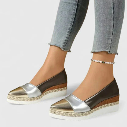 Lena | Two-Tone Metallic Espadrille Flats
