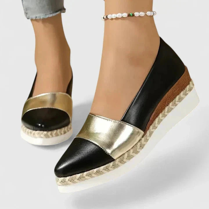 Lena | Two-Tone Metallic Espadrille Flats