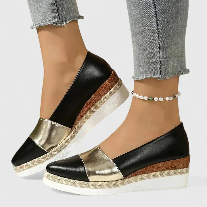 Lena | Two-Tone Metallic Espadrille Flats