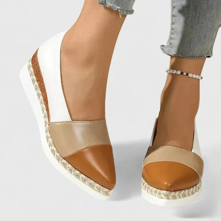Lena | Two-Tone Metallic Espadrille Flats