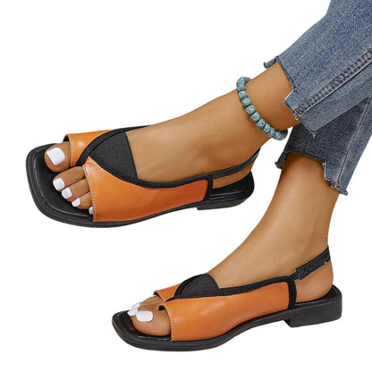 Lila | Two-Tone Square Toe Slingback Flats