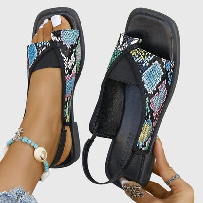Lila | Two-Tone Square Toe Slingback Flats