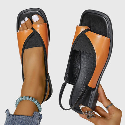 Lila | Two-Tone Square Toe Slingback Flats