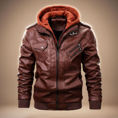 Julian | Sleek Hooded Leather Jacket