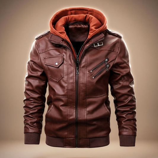 Julian | Sleek Hooded Leather Jacket