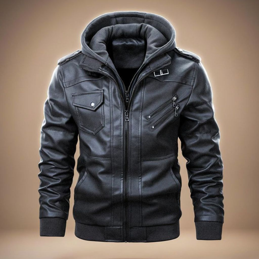 Julian | Sleek Hooded Leather Jacket