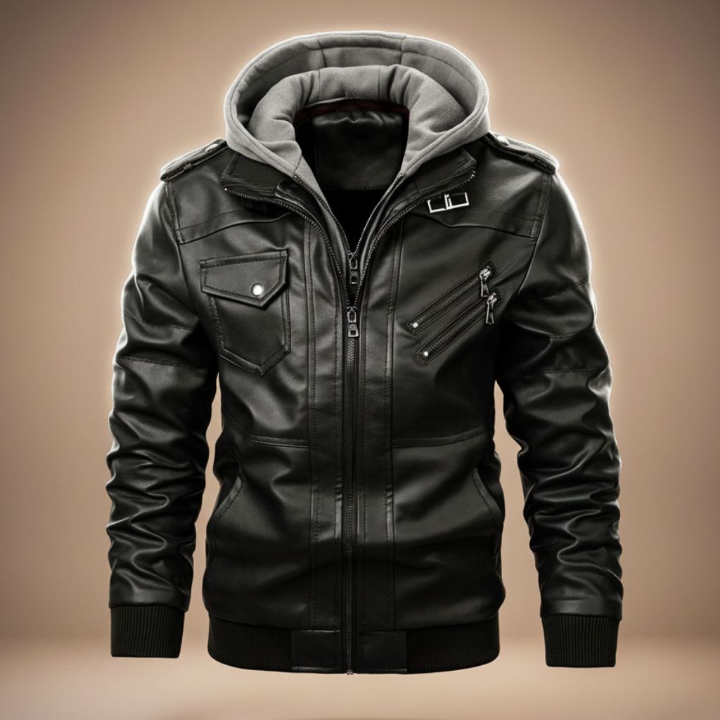 Julian | Sleek Hooded Leather Jacket